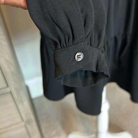 PINCH | Black Chiffon Tiered Long-Sleeve Dress | Medium - Picture 13 of 14